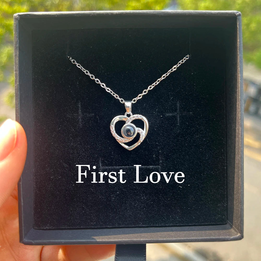 Custom Photo Projection Necklace With Stainless Steel Chain Heart Pendant