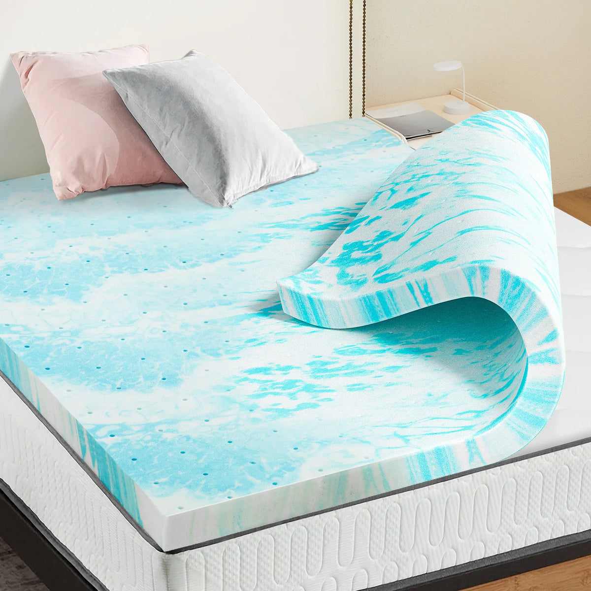 JHK Gel Memory Foam Mattress Topper Cooling Soft Breathable Bedroom