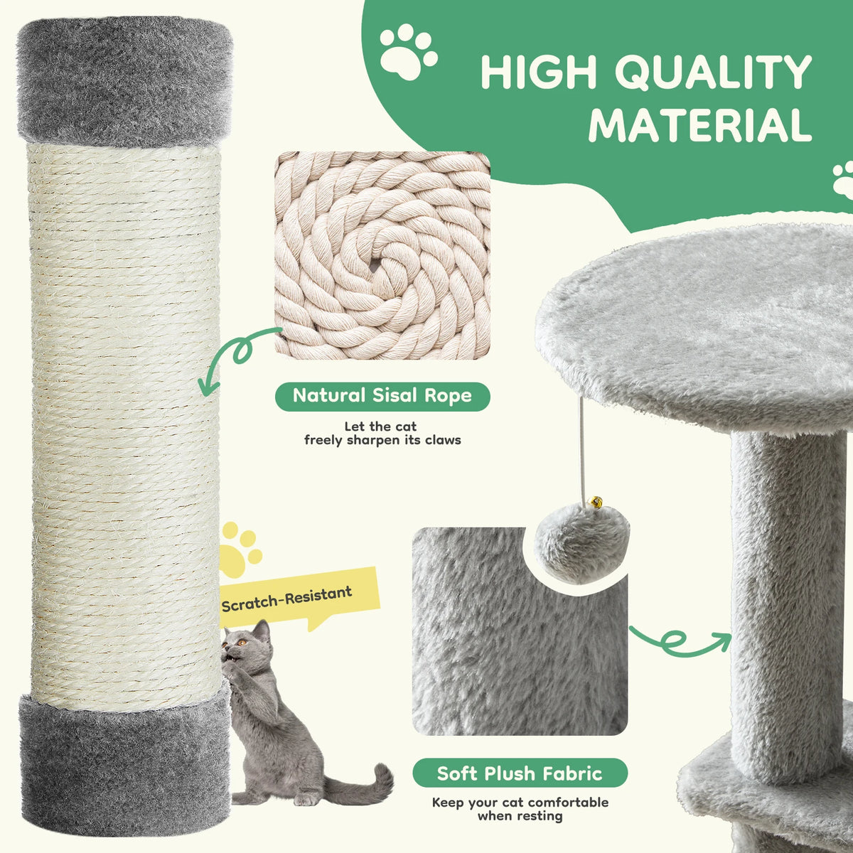 JHK Sturdy Multi Level Cat Climbing Tree With Sisal Posts