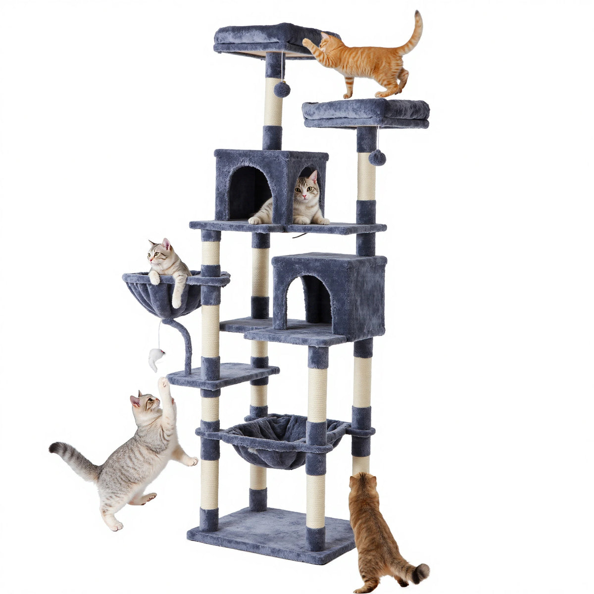 JHK Multi Level Cat Tree Natural Sisal Scratching Posts