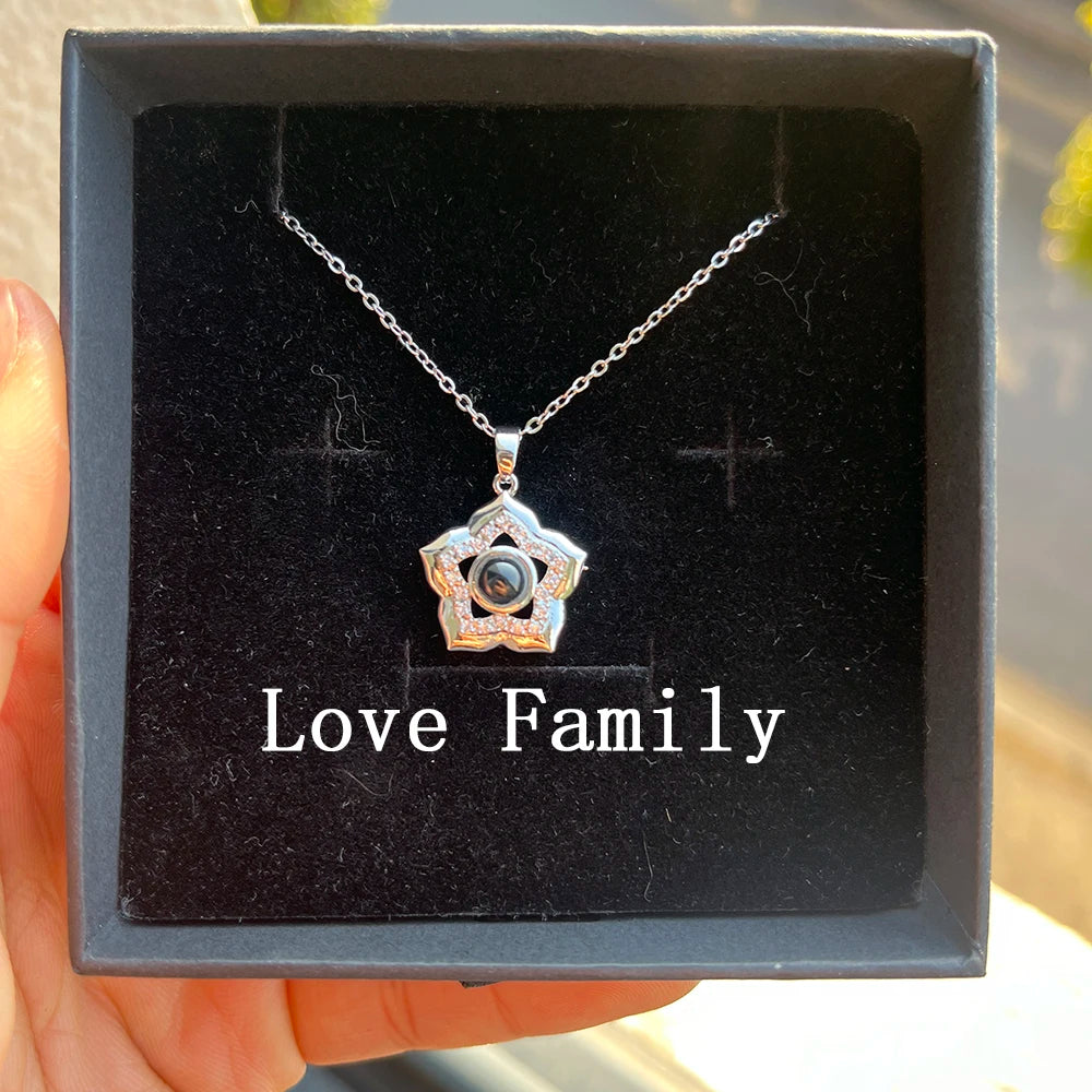 Custom Photo Projection Necklace With Stainless Steel Chain Heart Pendant