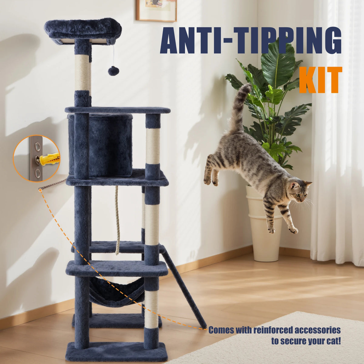 JHK Multi Level Cat Tree With Sisal Scratching Posts And Cozy Perches
