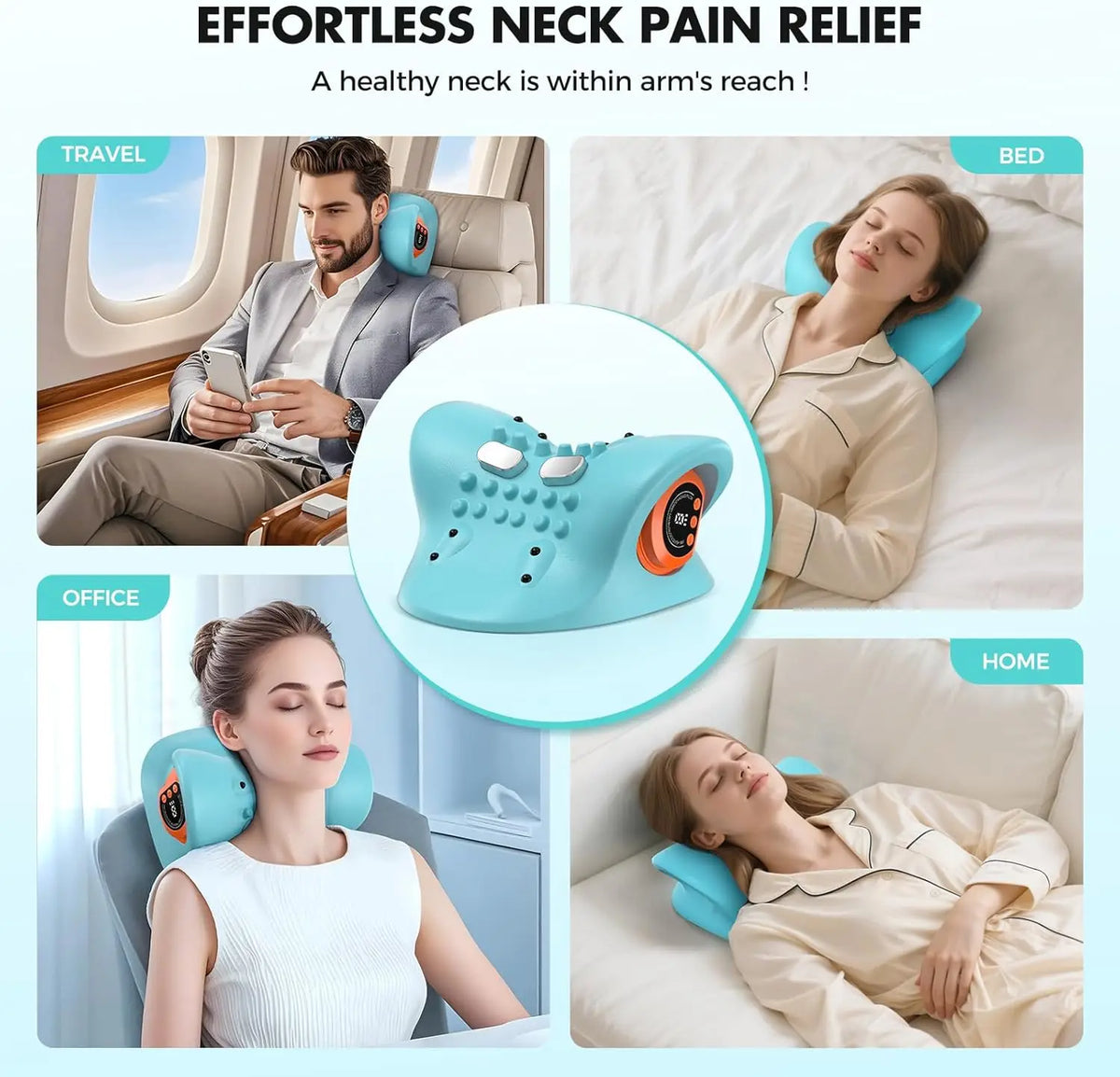 Electronic Rechargeable 3in1 Shiatsu Neck Back Massager With Remote