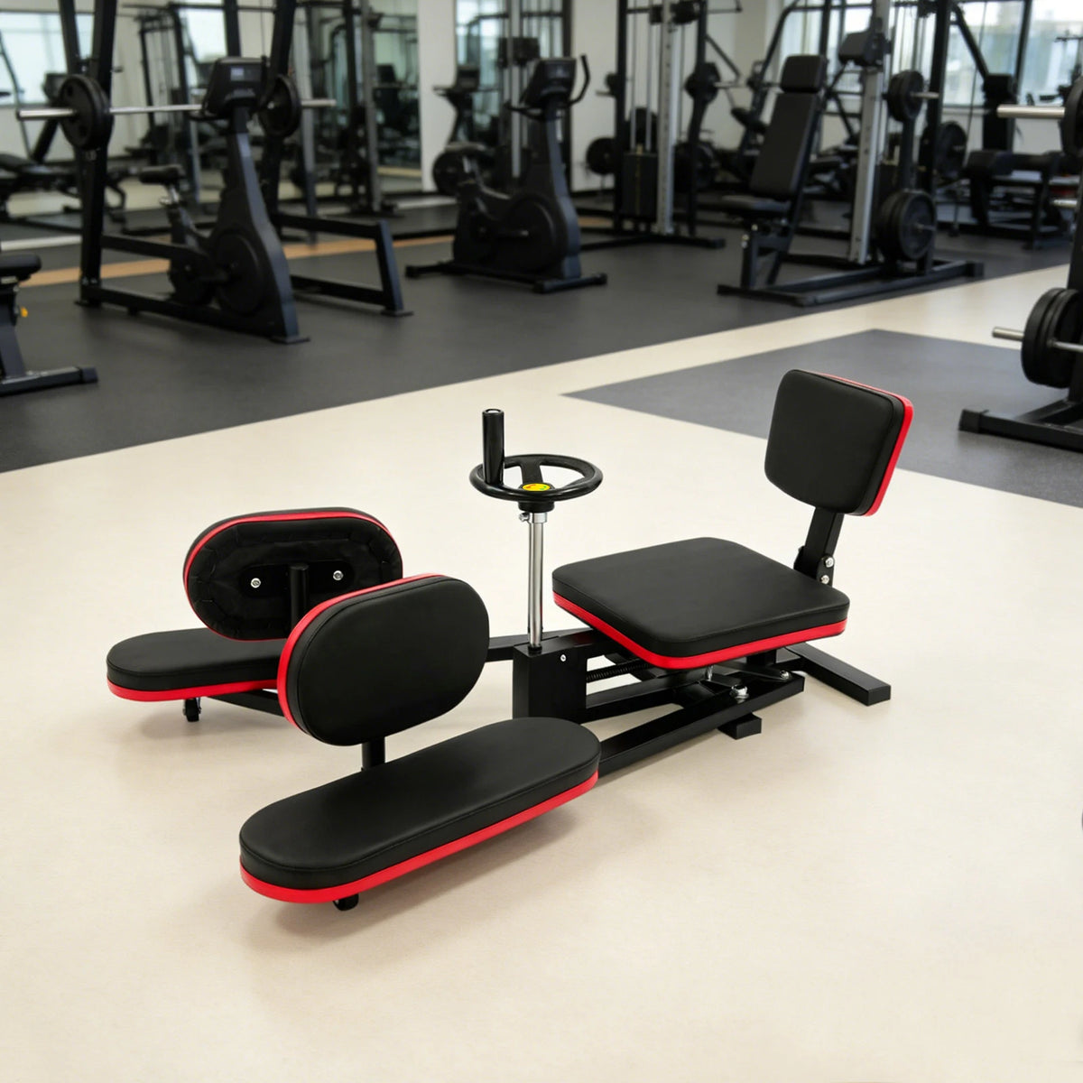 Leg Stretcher, Stretching Training Machine, 180° Adjustable Fitness Trainer, Load-Bearing 120kg, Red Border Black Style