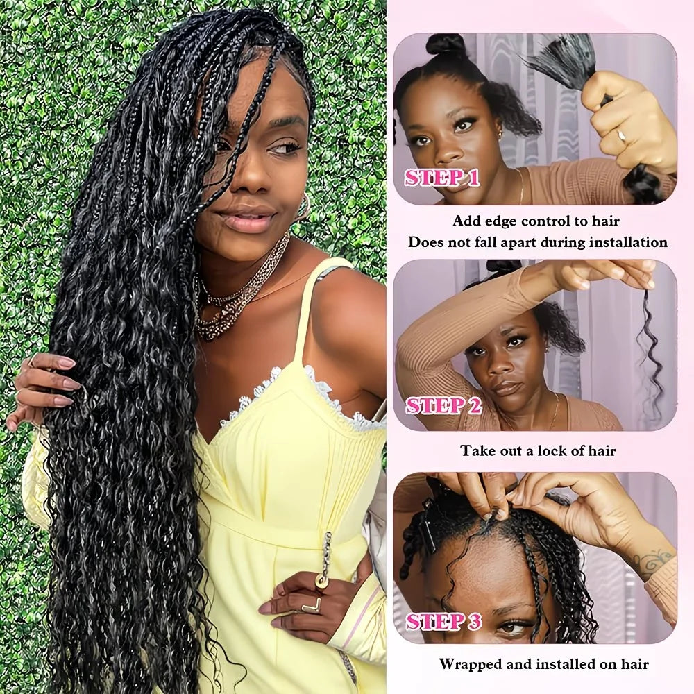 Simlergirl Curly Human Knotless Deep Wave Braiding Hair