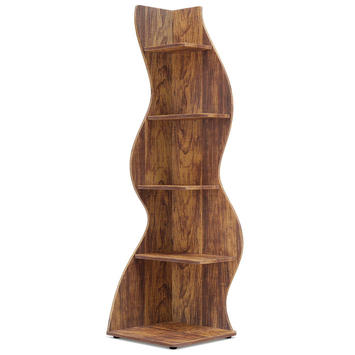 Tribesigns Modern Wooden Five Tier Corner Storage Shelf Plant Stand Bookcase