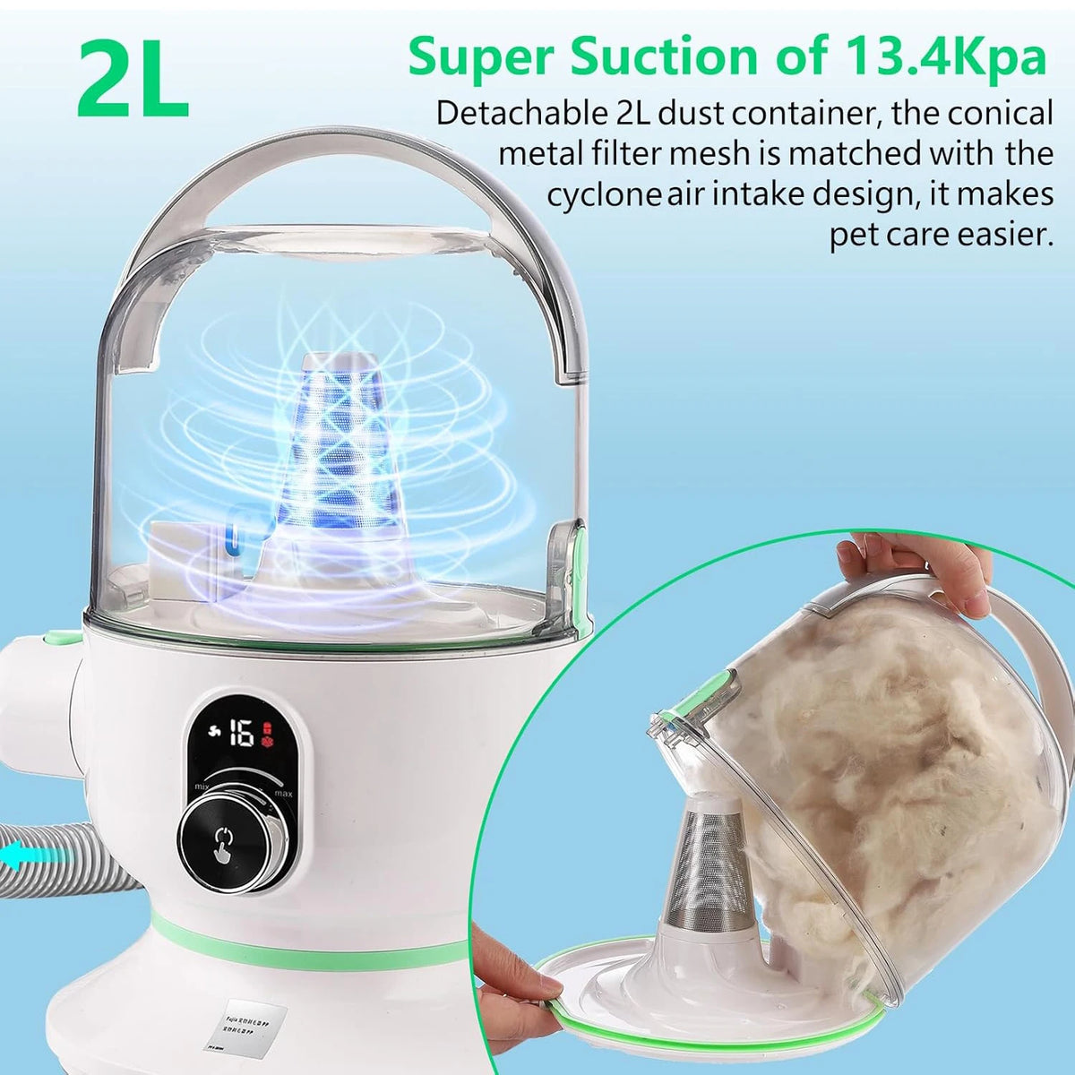 DishyKooker Pet Grooming Kit With Vacuum Suction And 5 Tools