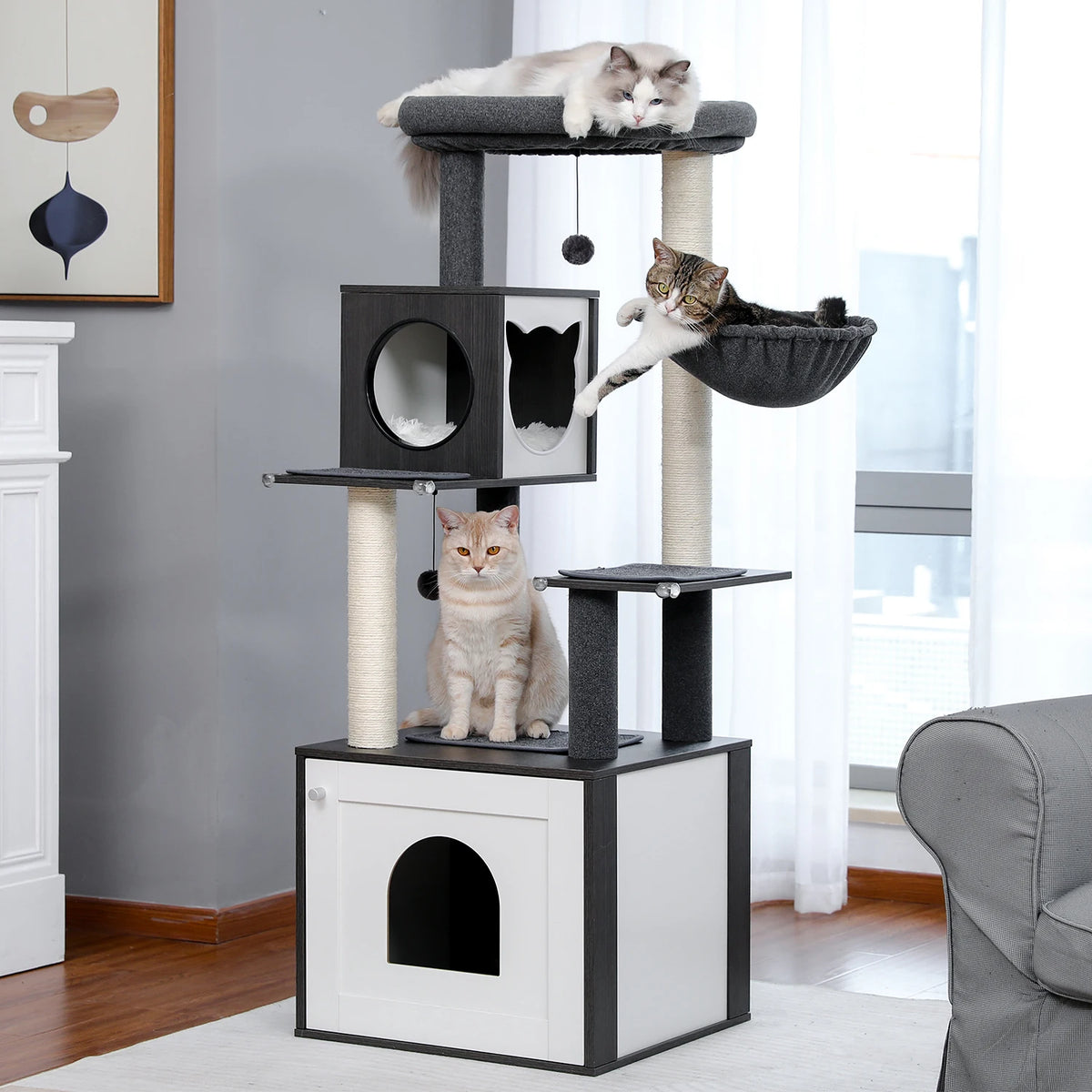 Pawz Multi Level Indoor Cat Tree Tower With Scratching Posts