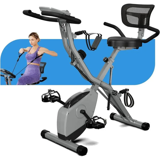 5-in-1 Indoor Cycling Bike: 16-Level Magnetic Resistance, 6.6 lbs Flywheel, 300 lbs Capacity for Seniors & Home Fitness
