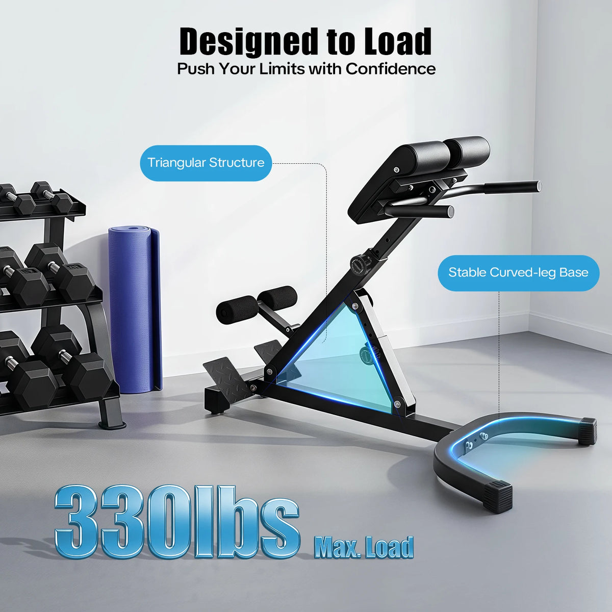 Multi-Functional Adjustable Ab Bench, 330lbs Load Capacity Foldable Sit-Up & Weight Bench for Home Gym, Full-Body Workout Equipment for Abs, Back, Chest, Legs, Strength Training & Core Stability