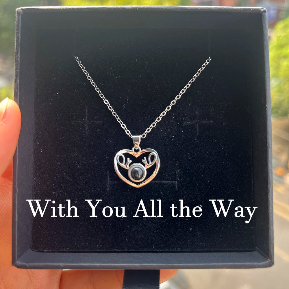 Custom Photo Projection Necklace With Stainless Steel Chain Heart Pendant