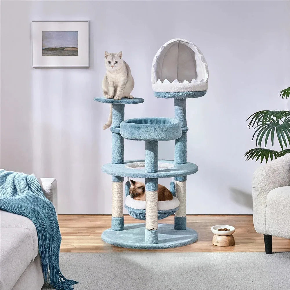 Butterslay Indoor Cat Tree With Sisal Scratching Posts Hammock