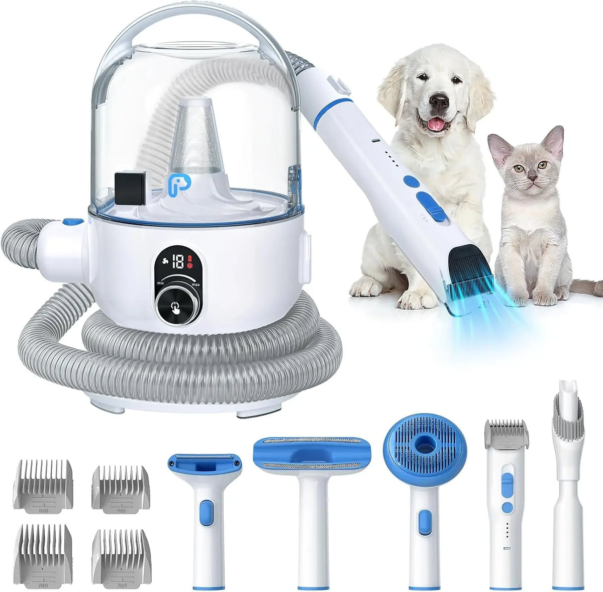 Hign-concerned Pet Grooming Vacuum Kit 5-In-1 Dust Cup