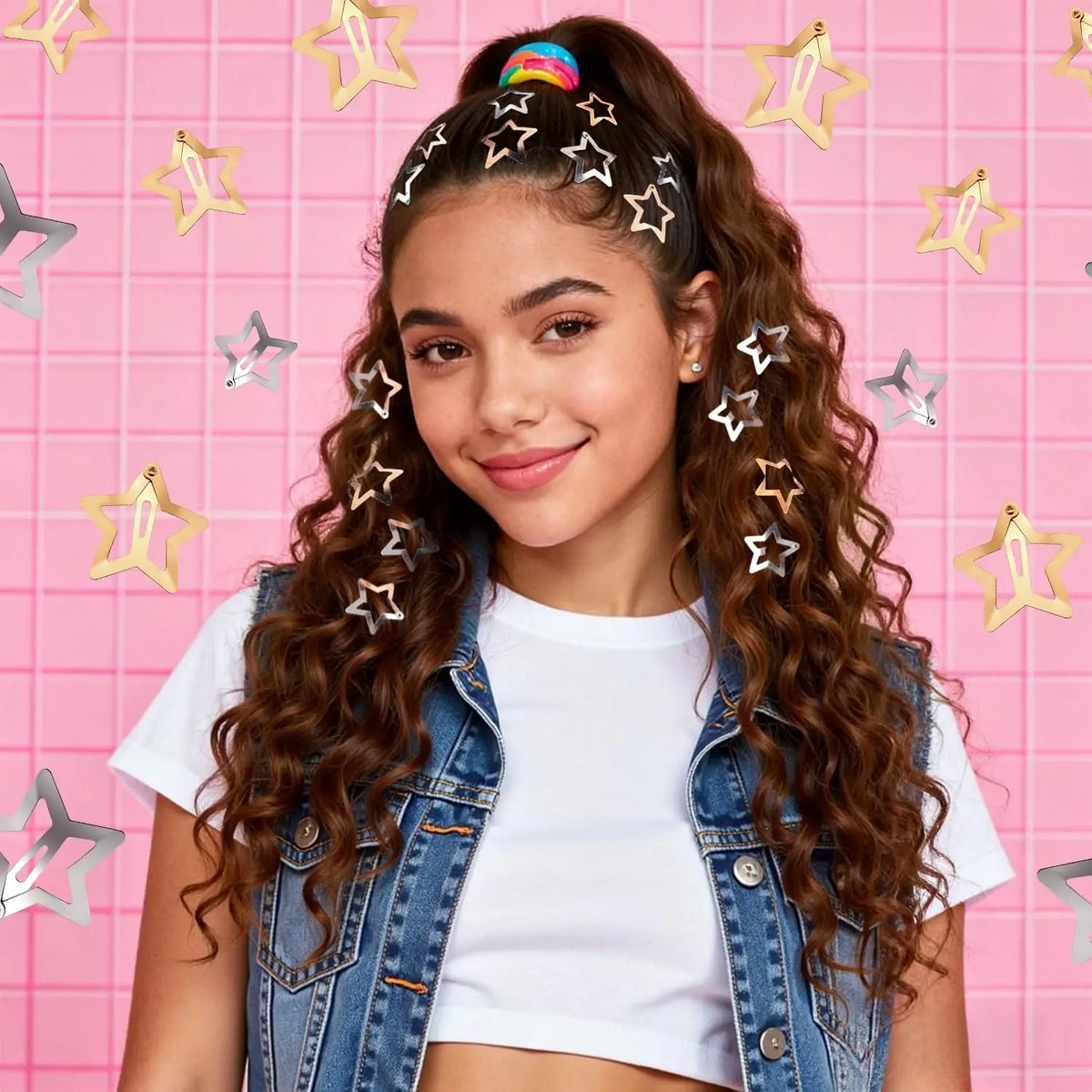 Star Hair Clips For Party Non Slip Snap Barrettes Set