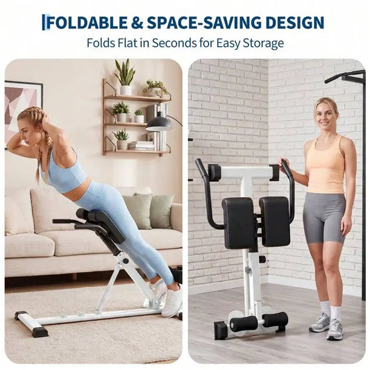 Roman Chair Hyperextension Bench For Home Gym - Carbon Steel Construction - Core & Lower Back Strength Training - Black Fitness Equipment