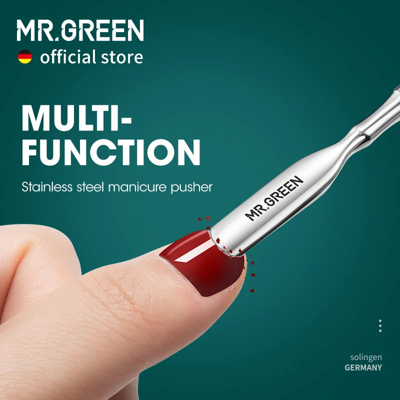 MR.GREEN Cuticle Pusher Double Ended Nail Tool Stainless Steel