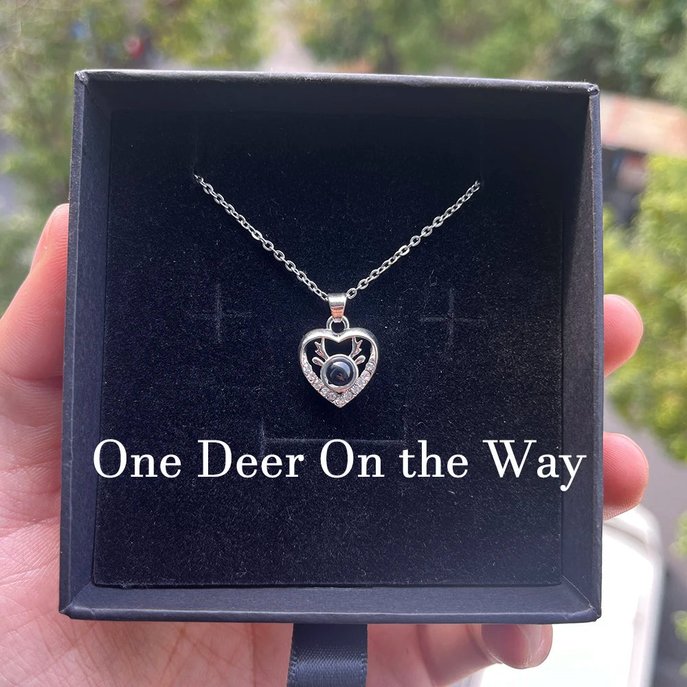 Custom Photo Projection Necklace With Stainless Steel Chain Heart Pendant