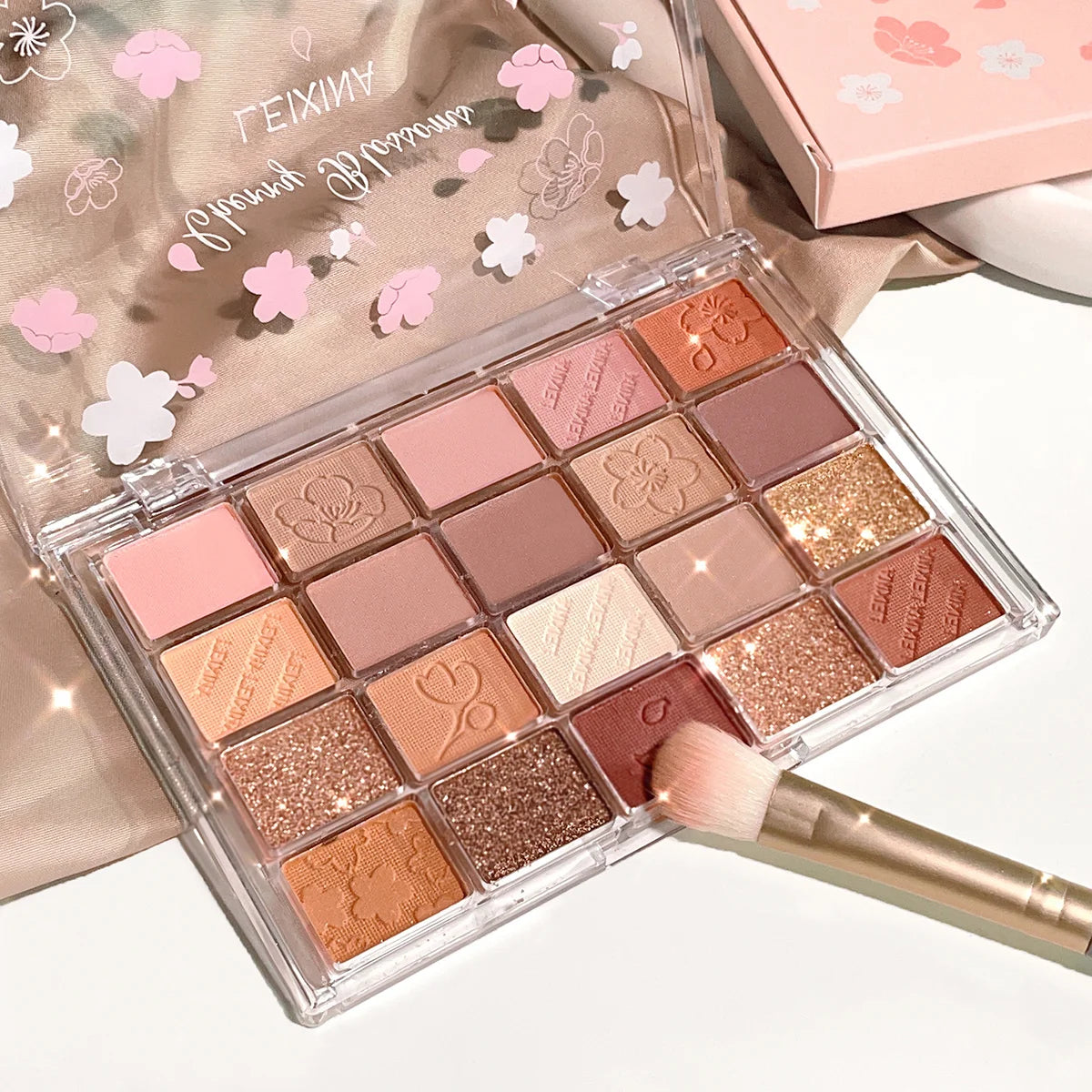 Cherry Blossom Eyeshadow Palette 20-Color Matte Glitter Long-Lasting