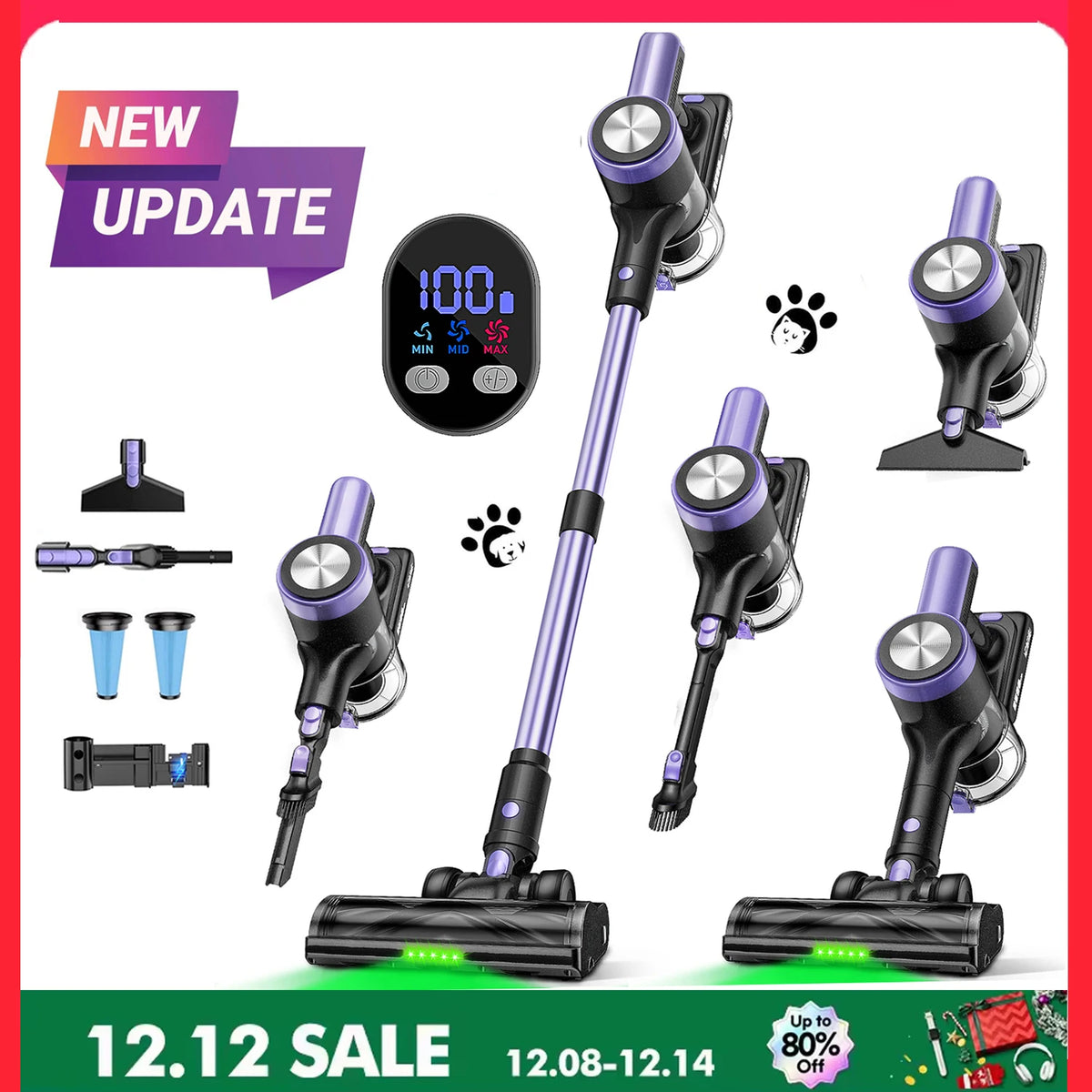Suxiangvacc 500W Self Standing Cordless Vacuum Cleaner