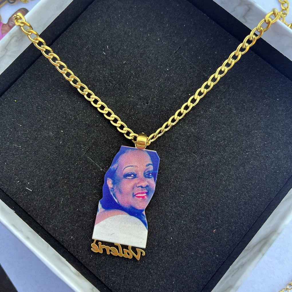 DUOYING Custom Photo Necklace With Picture Nameplate Pendant Stainless Steel