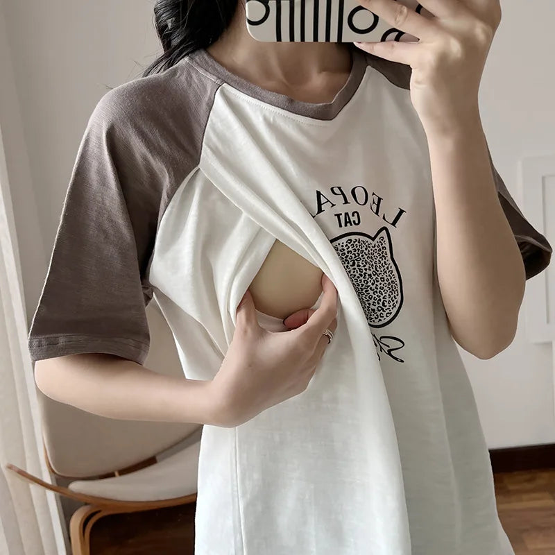 Maternity Cotton Nursing Top For Breastfeeding And Postpartum