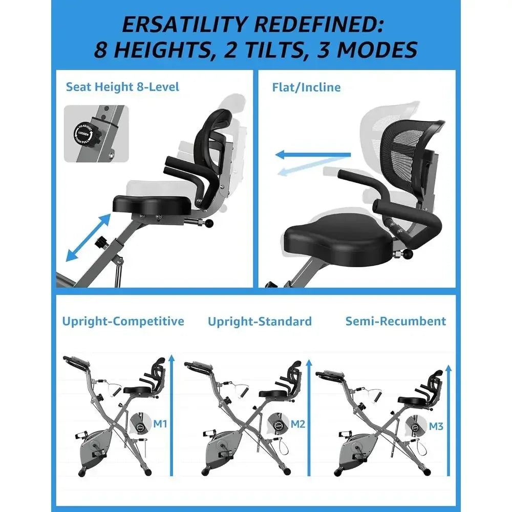 5-in-1 Indoor Cycling Bike: 16-Level Magnetic Resistance, 6.6 lbs Flywheel, 300 lbs Capacity for Seniors & Home Fitness