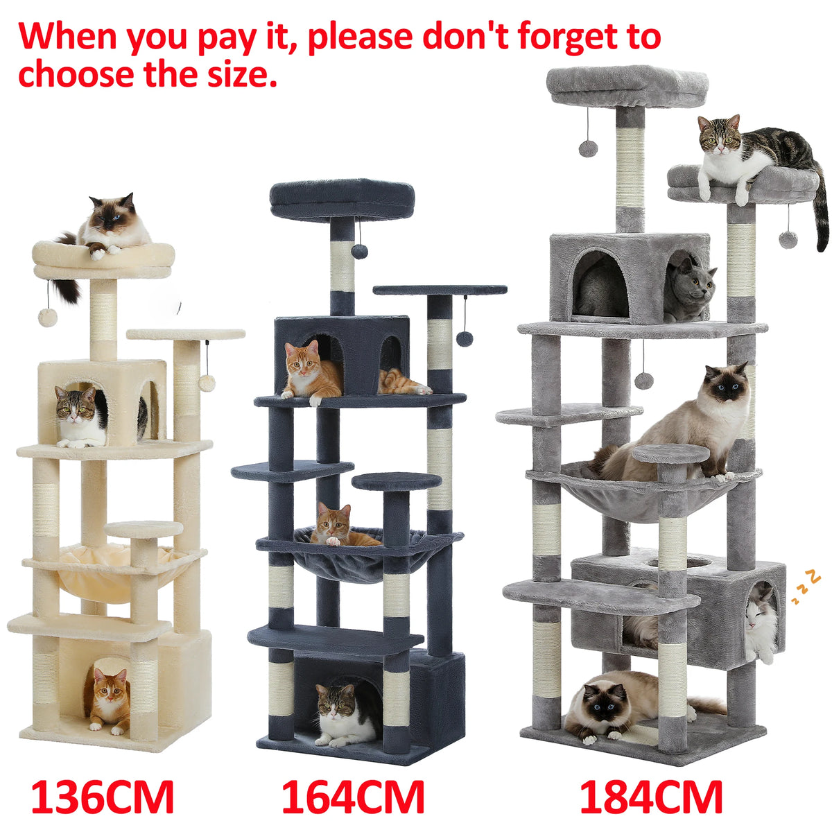 Pawz Road Cat Tree Tower With Sisal Scratching Post Hammock