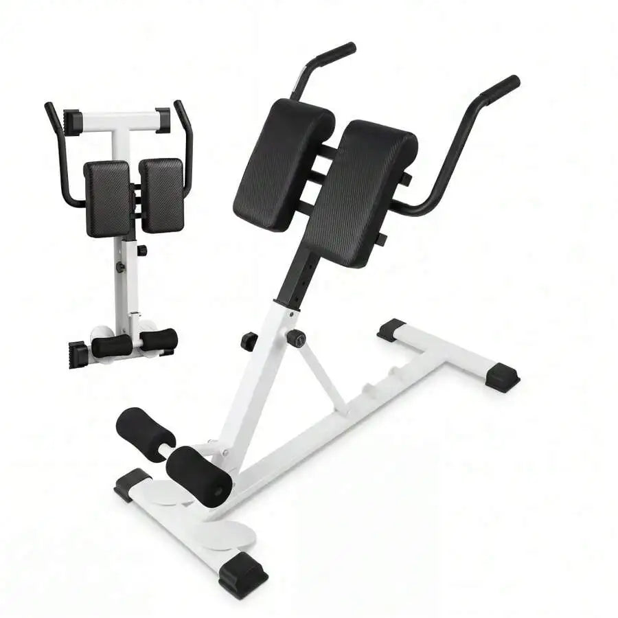 Roman Chair Hyperextension Bench For Home Gym - Carbon Steel Construction - Core & Lower Back Strength Training - Black Fitness Equipment