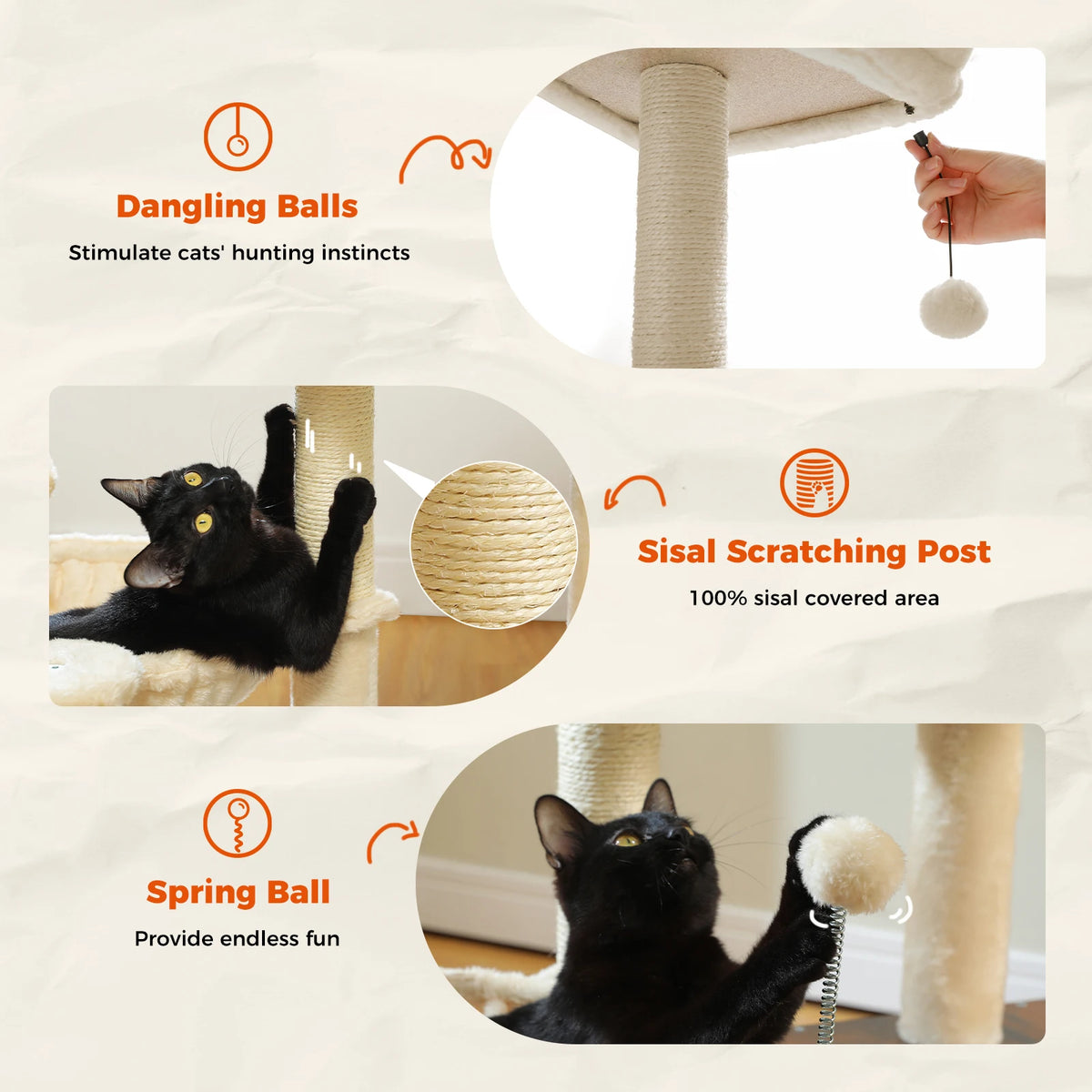 Pawz Road Modern Multi Level Wood Cat Tree With Hammock