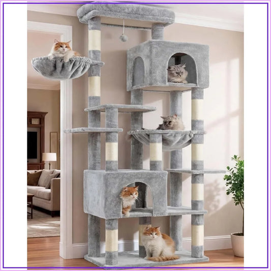 Heavy Duty Multilevel Cat Tree With Wide Base And Condo