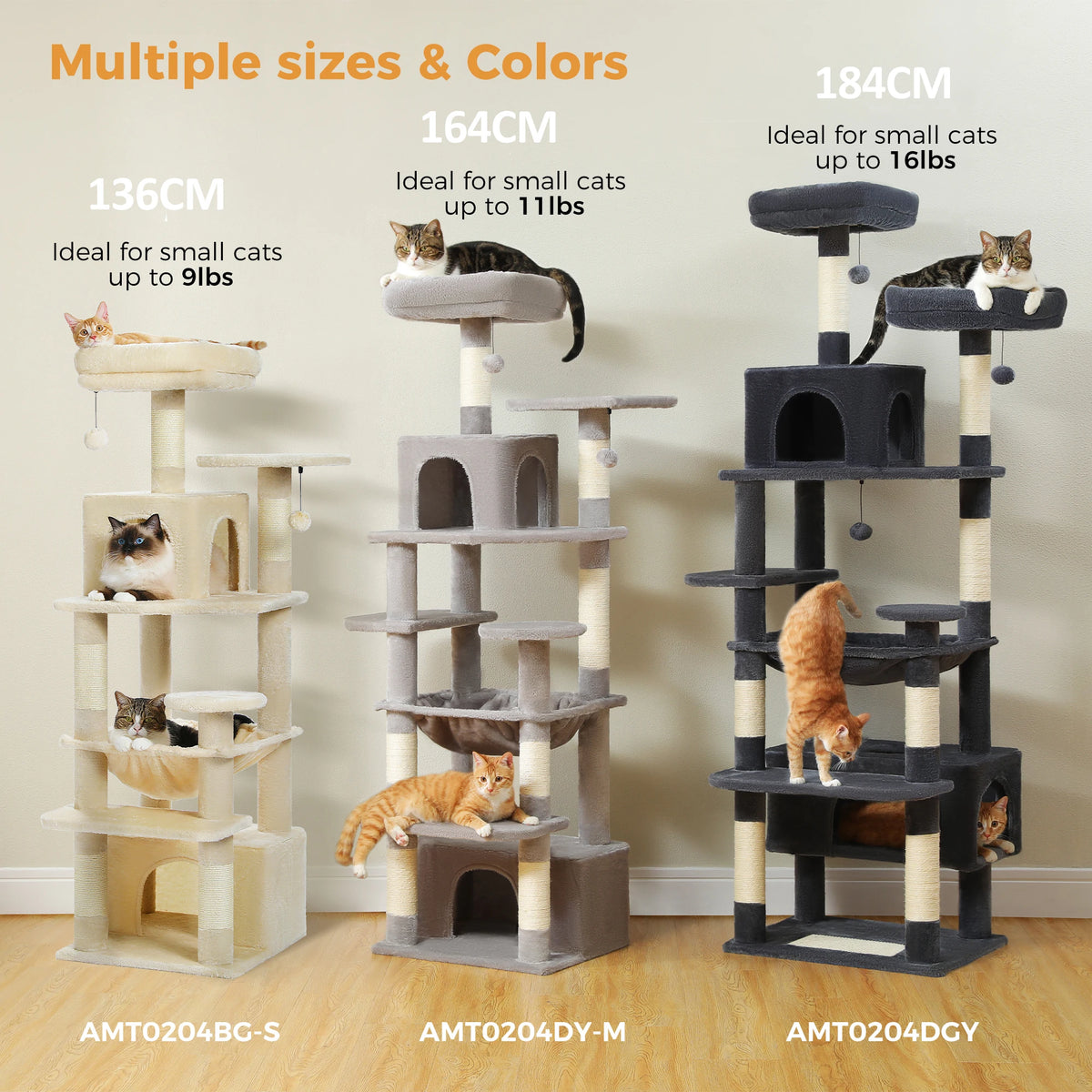 Pawz Road Cat Tree Tower With Sisal Scratching Post Hammock