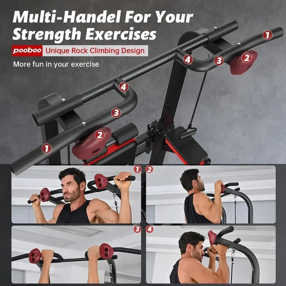 Multi-Function Adjustable Home Gym Pull-Up Bar, 450 lbs Capacity, with Elastic Resistance Bands