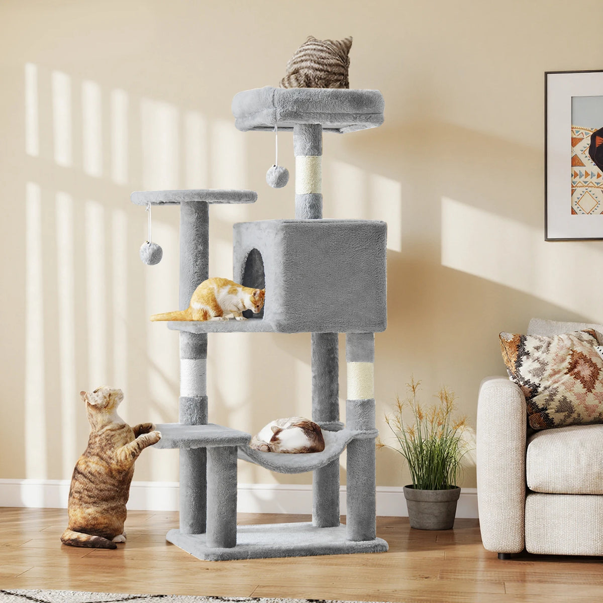 JHK Sturdy Multi Level Cat Climbing Tree With Sisal Posts