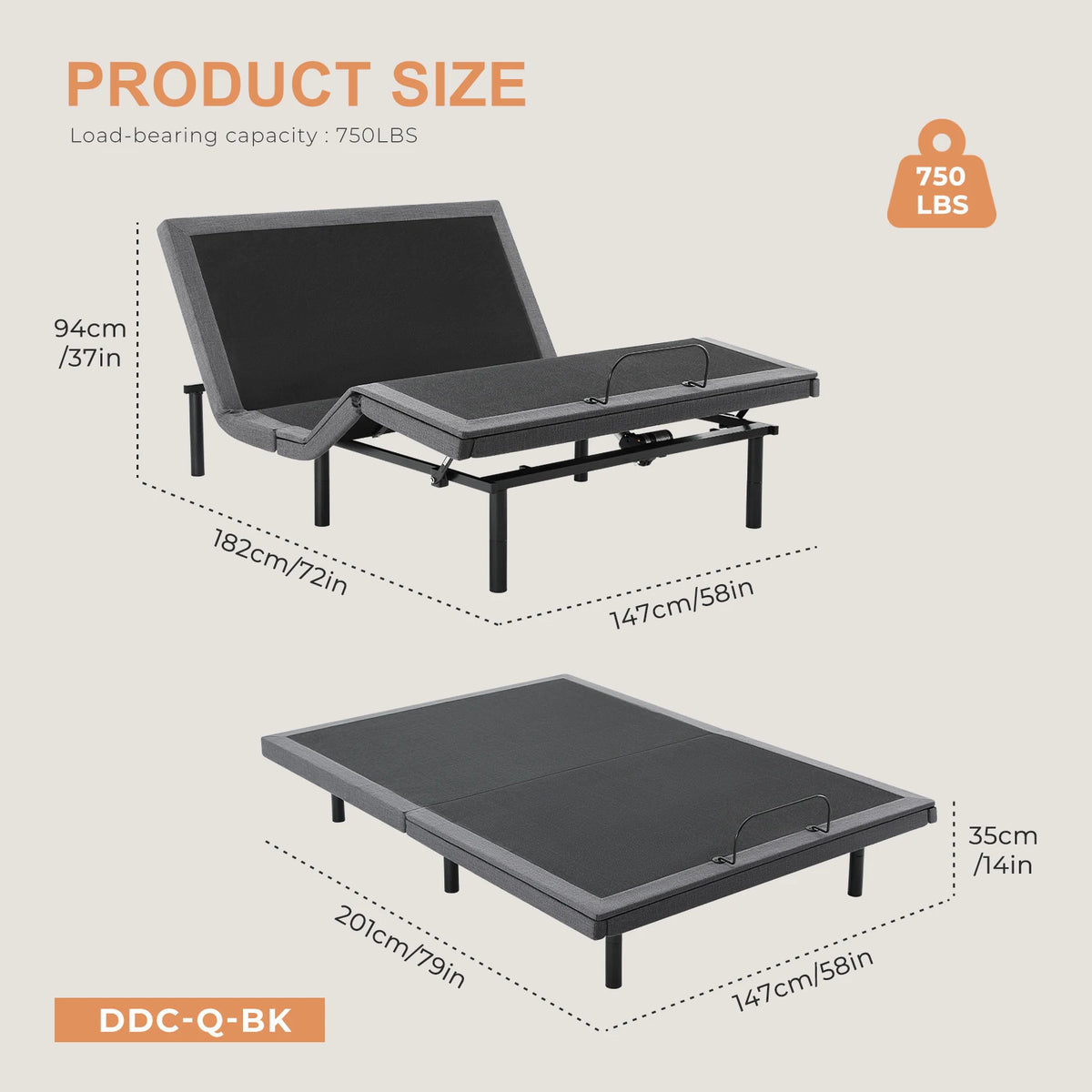 Jhk Electric Zero Gravity Adjustable Bed Frame With Usb Ports