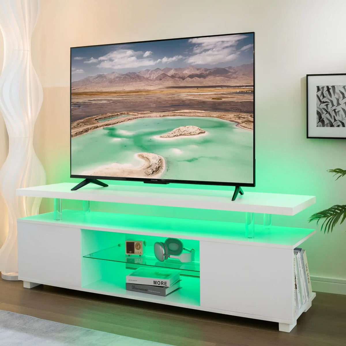 Cubehom Modern Wooden TV Stand With Built In Storage